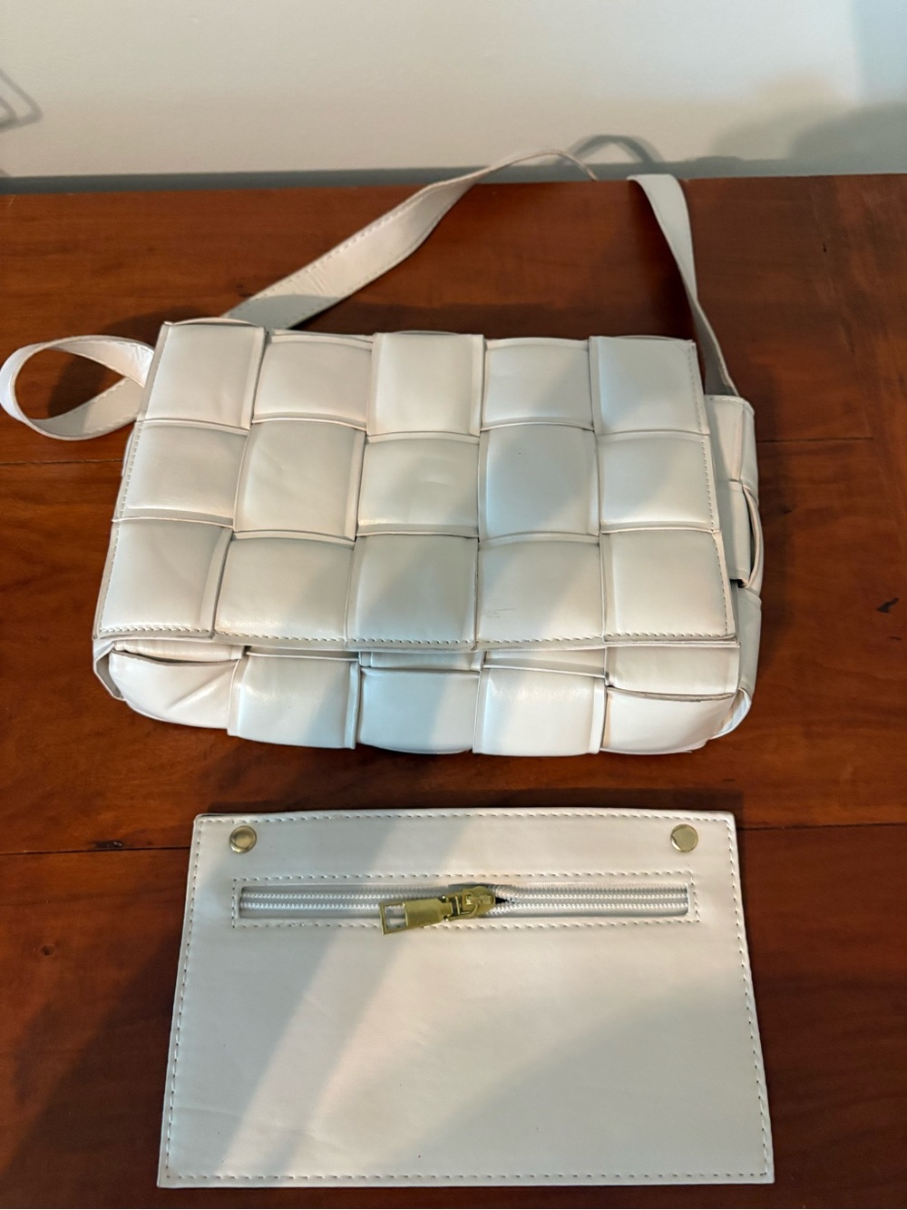 Cream woven padded shoulder bag quiet luxury minimalist purse - Picture 8 of 13